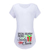Christmas Women's Maternity T-shirt Santa Baby Printed Pregnant Women T-shirt Pregnancy Casual Short Sleeve White Clothes