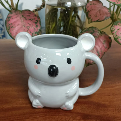 Kids Ceramic Animal Mug with Handle – Heat-Resistant 400–500ml (13.5–16.9 fl oz) Cartoon Bear & Panda Milk Cup