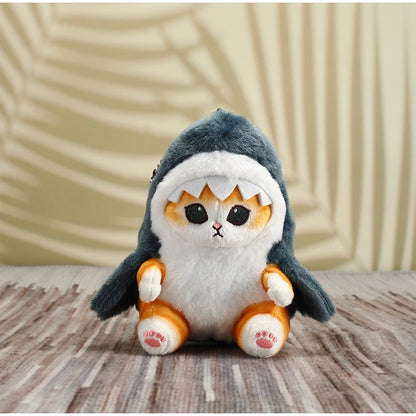 Cute Shark Cat and Fried Shrimp Cat Plush Pendant, Room and Car Bag Decoration Gift