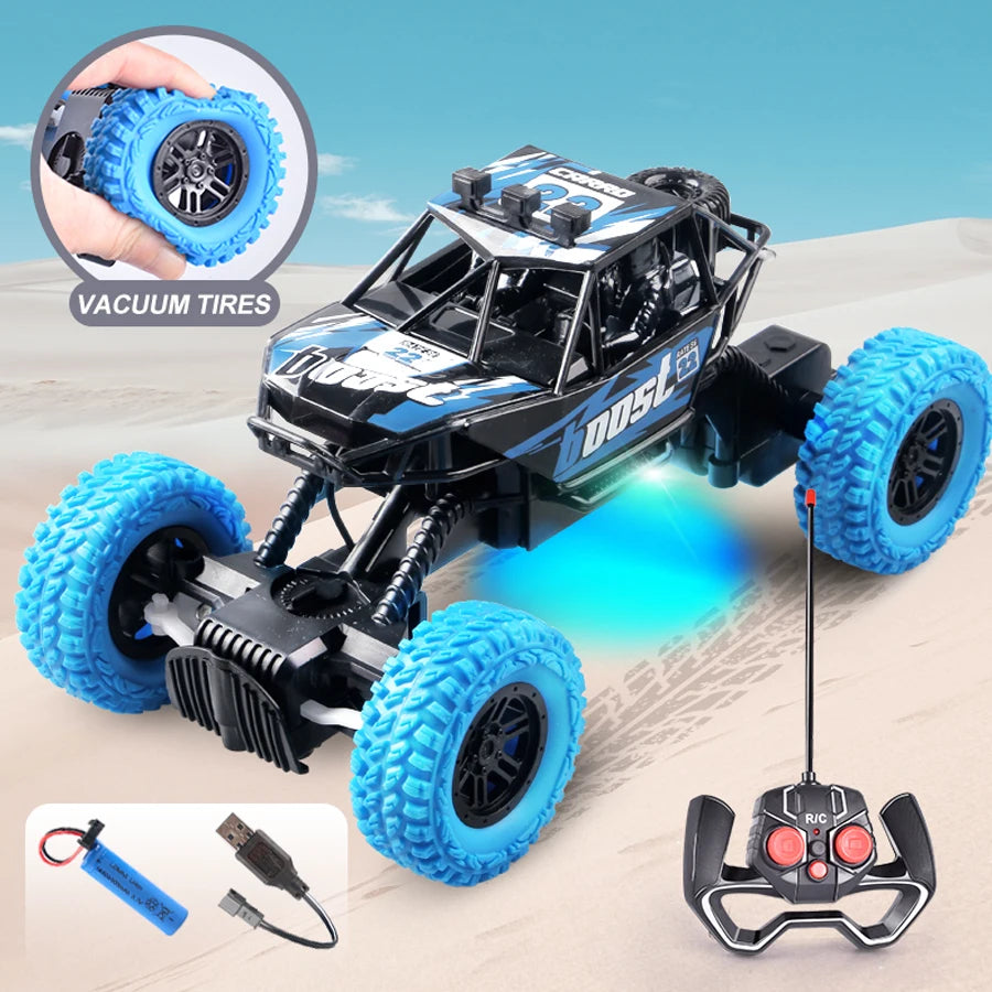 Remote Control Off-Road Car with Colorful Flashing Lights and Rubber Wheels