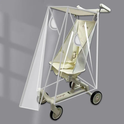Transparent Baby Umbrella Stroller Rainproof Cover Waterproof Windproof Pocket Stroller Rain Cover with Unobstructed View for Travel