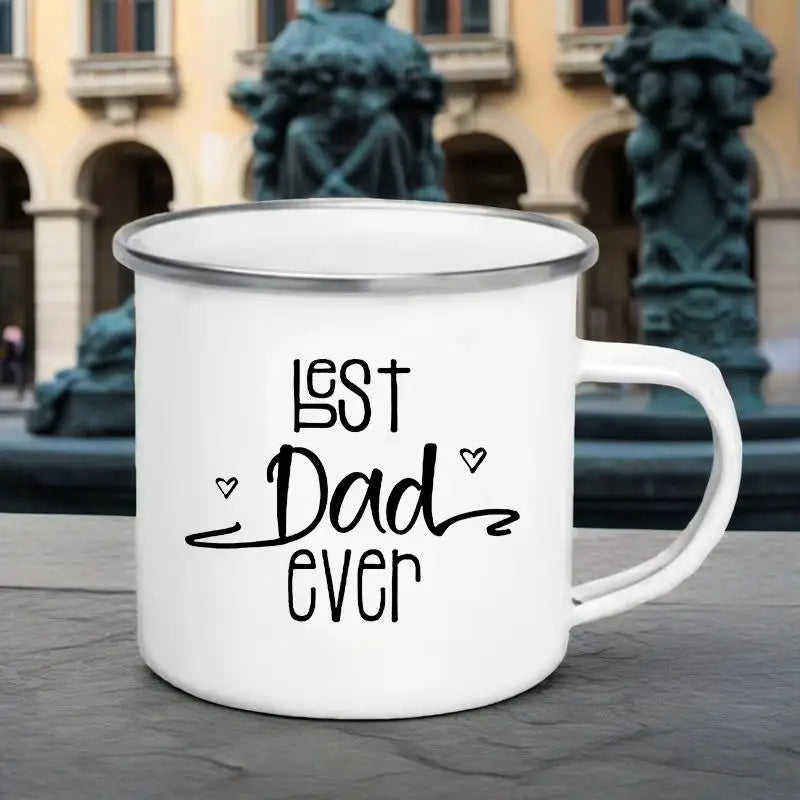 Best Mom/Dad Ever Enamel Mug - Funny 'Best Mom/Dad Ever' Coffee & Tea Cup with Handle - Gift for Mom & Dad