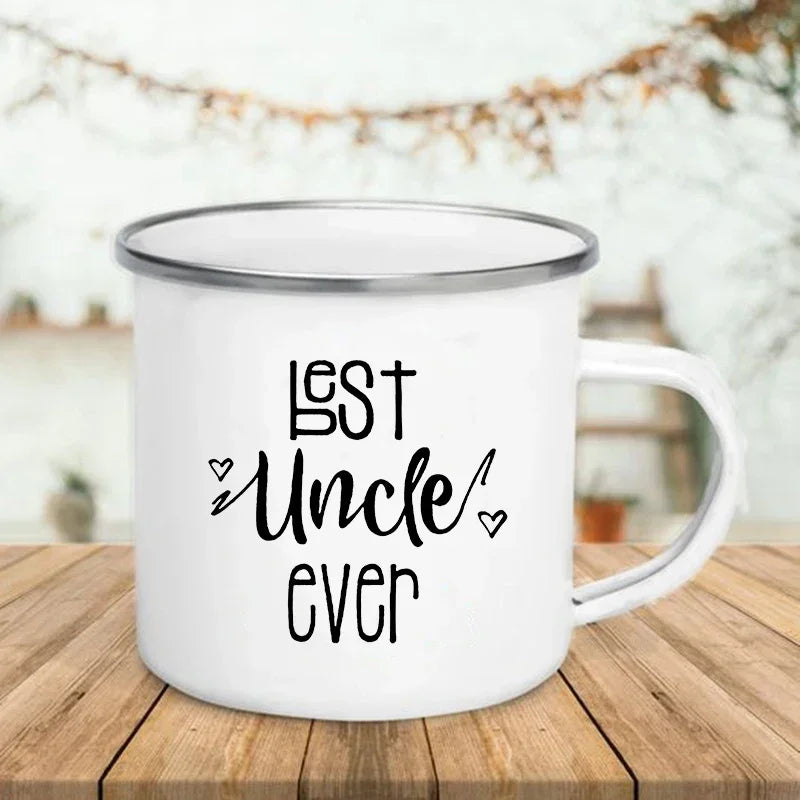 Best Mom/Dad Ever Enamel Mug - Funny 'Best Mom/Dad Ever' Coffee & Tea Cup with Handle - Gift for Mom & Dad