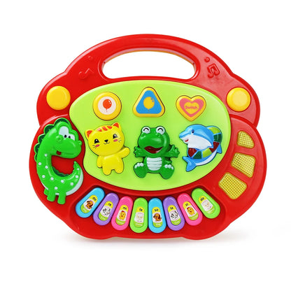 Kids Cartoon Piano Keyboard Game with Animal Sounds and Flashing Lights - Musical Instrument Educational Toy for Babies and Toddlers