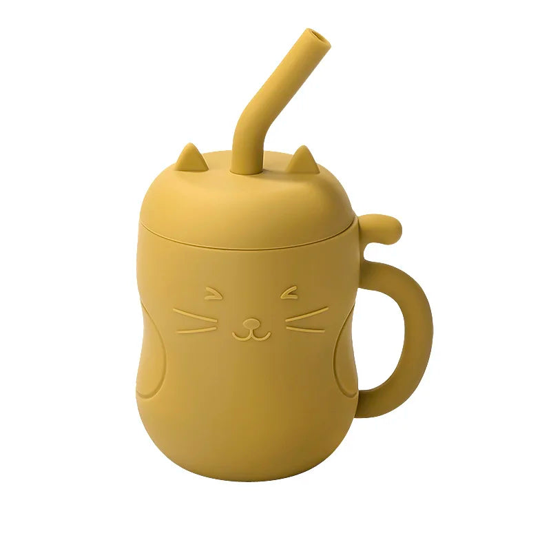 1pc Baby Silicone Straw Cup - BPA-Free, Portable Snack Container, Leakproof Kids Learning Drink Cup & Feeding Cup