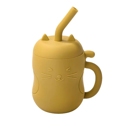 1pc Baby Silicone Straw Cup - BPA-Free, Portable Snack Container, Leakproof Kids Learning Drink Cup & Feeding Cup