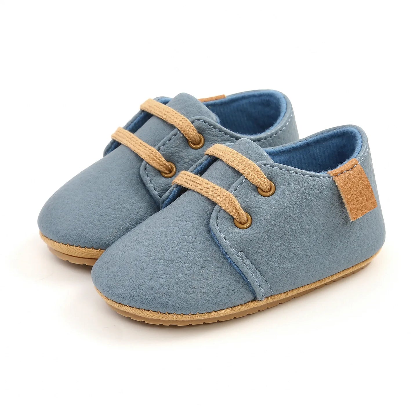 Meckior Baby Shoes Retro Leather Boy Girl Multicolor Toddler Rubber Sole Anti-Slip First Walkers Infant Shoes