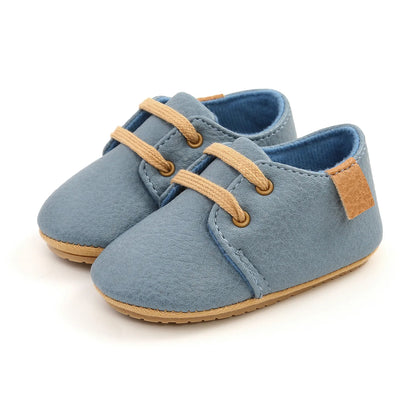 Meckior Baby Shoes Retro Leather Boy Girl Multicolor Toddler Rubber Sole Anti-Slip First Walkers Infant Shoes