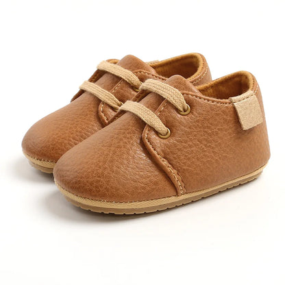 Meckior Baby Shoes Retro Leather Boy Girl Multicolor Toddler Rubber Sole Anti-Slip First Walkers Infant Shoes