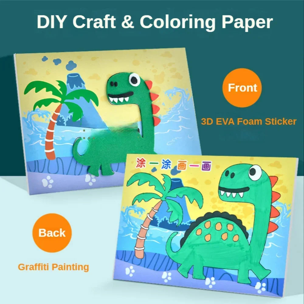 10Pcs 3D EVA Foam Sticker Puzzle Cartoon Animal Craft Toys for Kids – DIY Educational Drawing Game