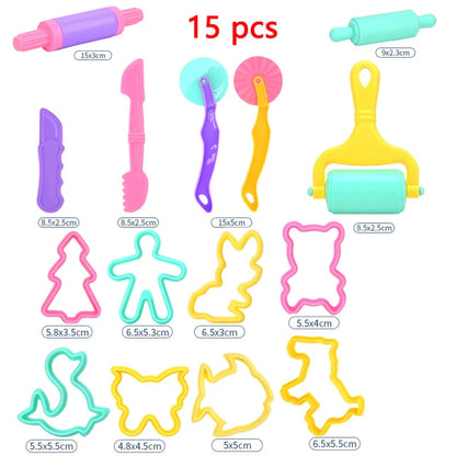 Children's DIY Plasticine Mold Modeling Clay Accessories - Play Dough Tool Kit with Plastic Set, Knife, and Mold, Educational Toys Gift for Kids
