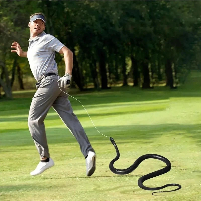 43.3-Inch (110 cm) Realistic Rubber Snake Prank Toy with 16.4 ft (500 cm) String & Metal Clip