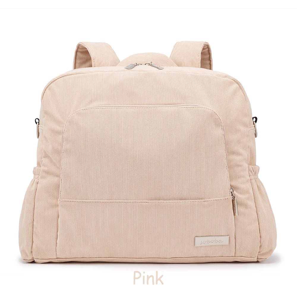 Soboba Corduroy Diaper Backpack – Large Capacity & Multi-Functional for Moms - Kidzy Market