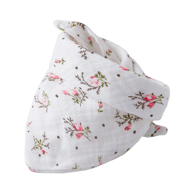 Baby Bandana Bibs | Muslin Drooling Bib for Infants 0-1 Year | High Absorbent Teething & Soothe Towel | Stylish Floral Design - Kidzy Market