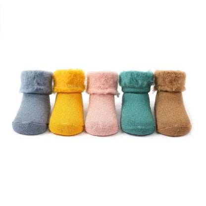 Winter Baby Newborn Warm Plush Socks - Candy Color Calf Floor Socks for Baby Boys & Girls | Autumn Thermal Cotton Socks for Toddlers