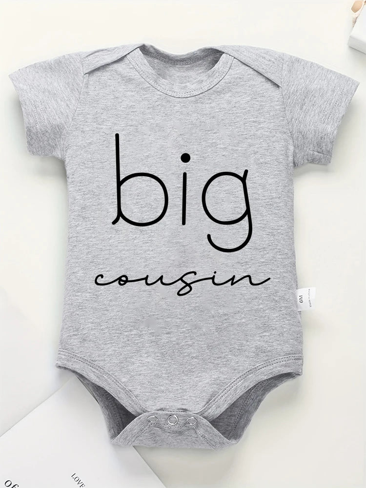 Big Little Cousin Newborn Twin Boy Clothes – Cotton Onesies, Fashionable & Cozy Baby Bodysuit – Skin-friendly Infant Pajamas for Boys and Girls