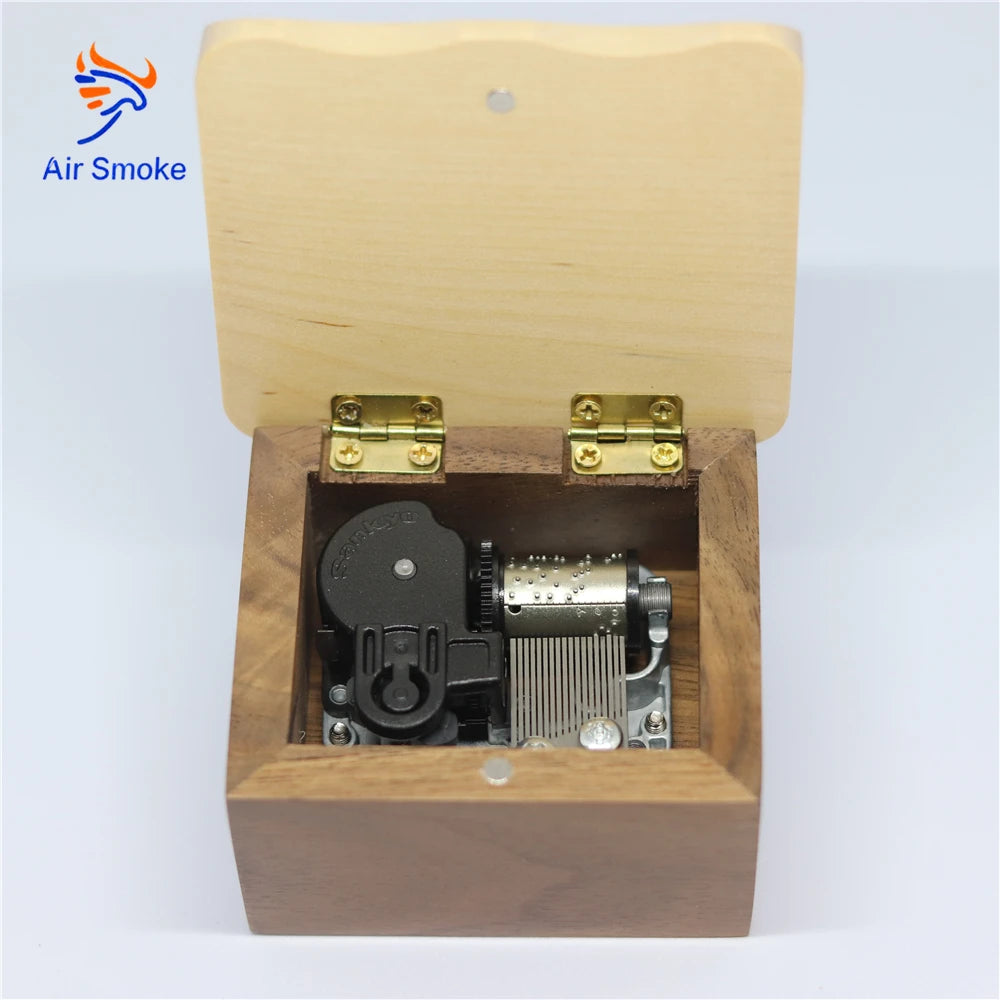 Wooden Music Box Black Sankyo 18-Movement For Alice You Are My Sunshine DIY Birthday Gift Home Decoration