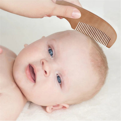 Newborn Baby Hair Bath Brush Comb - Natural Wooden Soft Wool Head Brush - Infant Head Massager - Portable Comb