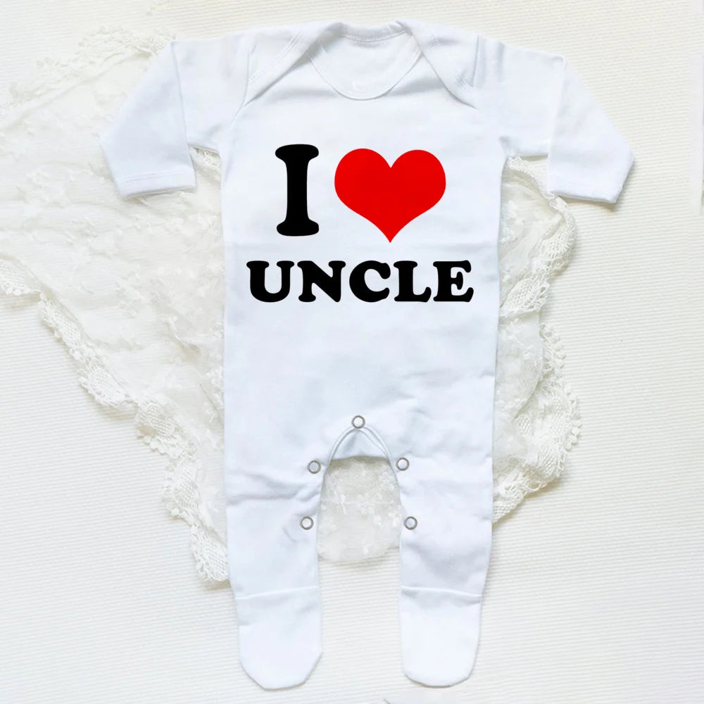 I Love Papa Mama Baby Babygrow Sleepsuit – Cute Coming Home Outfit, Newborn Shower Gift, Boy Girl White Romper, Infant Sleepsuit
