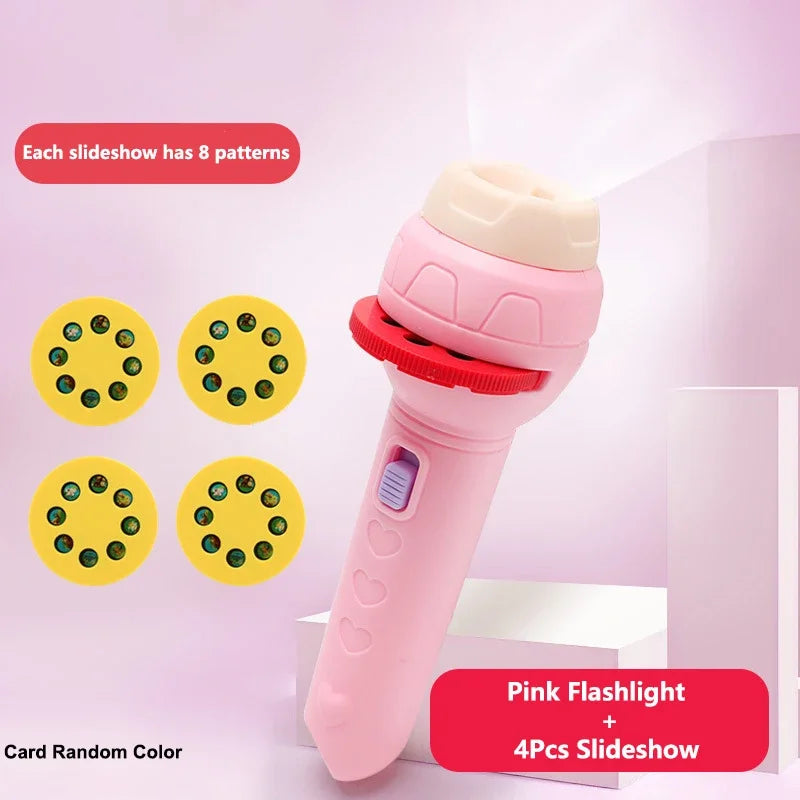 Kids Sleep Light Projector Torch – 24-Image Cute Cartoon Flashlight Projector for Bedtime Stories, Toddler Night Light (Battery Operated)