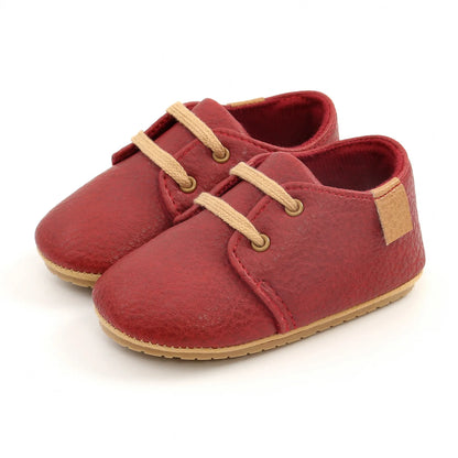 Meckior Baby Shoes Retro Leather Boy Girl Multicolor Toddler Rubber Sole Anti-Slip First Walkers Infant Shoes