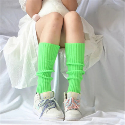 Candy Color Sweet Girl Leg Warmers - NEW Korean Knitted Foot Cover for Women | Solid Color, Autumn & Winter Stylish Elastic Long Tube Socks