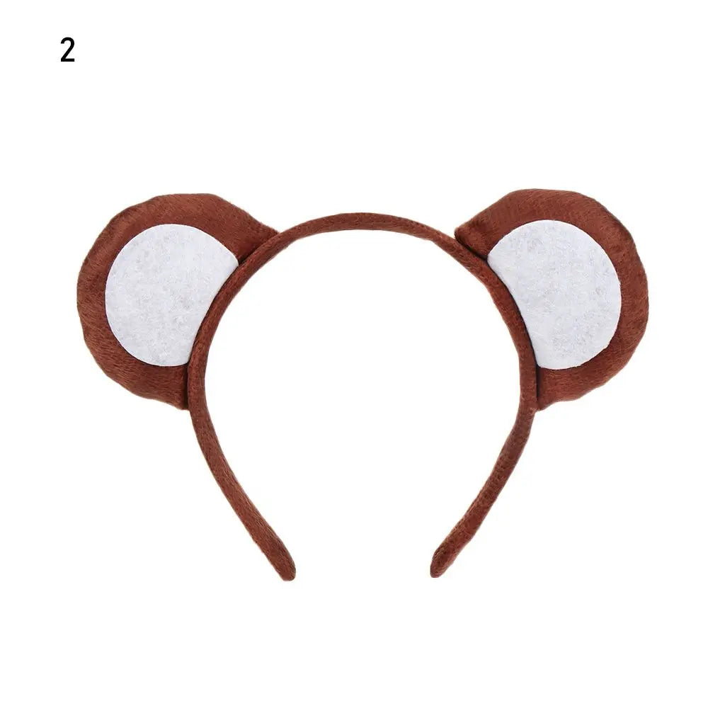 Plush Animal Ears Headband – Cartoon Dog Zebra Tiger Hairband, One Size for Kids & Adults, Cosplay Party Accessory