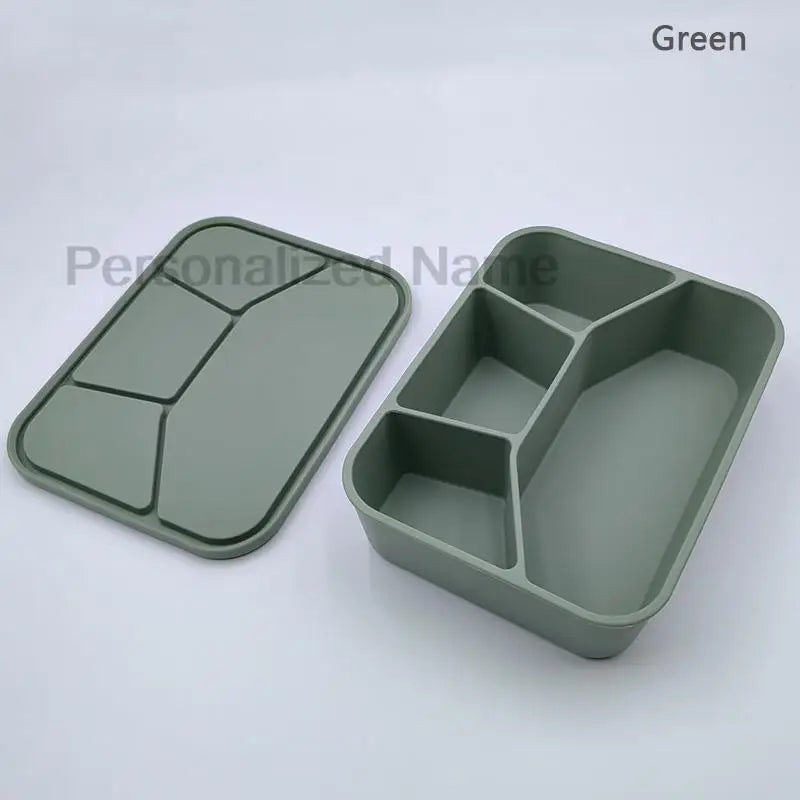 Silicone Lunch Box with 4 Compartments – Leakproof Adult & Children's Lunch Box, Interlayer Food Container for Meals