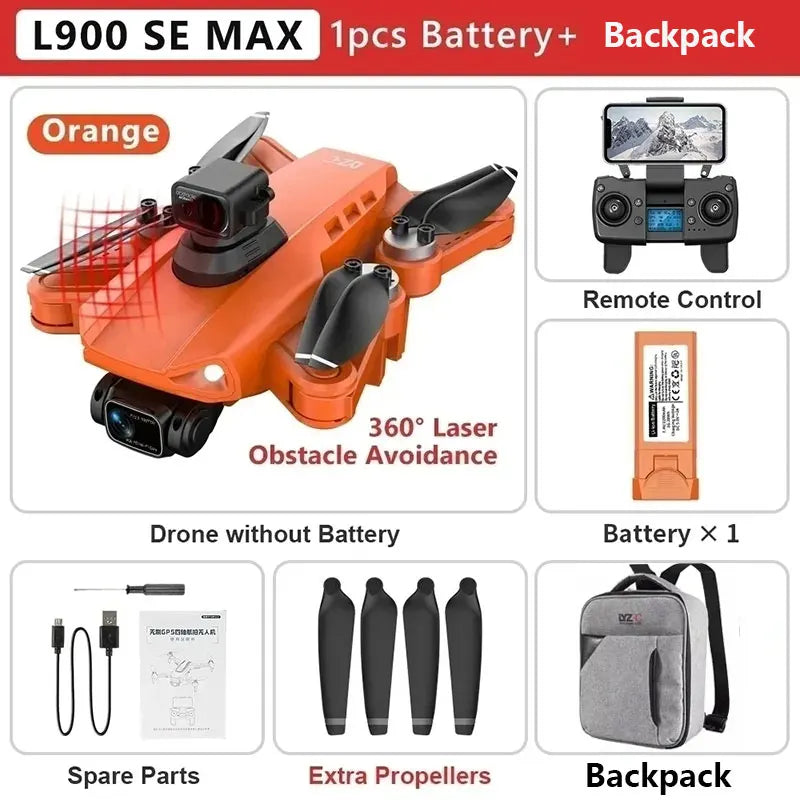 L900 Pro SE Max GPS Drone – 4K Dual HD Camera 5G WiFi FPV Quadcopter with Obstacle Avoidance