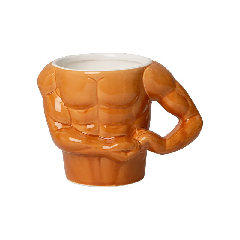 Macho Muscle Ceramic Mug - Funny Gym Trainer Coffee & Milk Cup, 300ml (10 fl oz) Novelty Handgrip Gift for Men & Friends