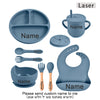 Personalized Cartoon Baby Plate – Silicone Tableware with Sucker Bowl, Food Tray, Sippy Cup, and Spoon – Baby Feeding Accessories
