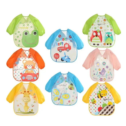 Waterproof Baby EVA Bib – Anti-Dirty Long Sleeve Strap Coat with Cute Cartoon Pattern, Dirt-Proof Feeding Smock for 0-3 Years - Kidzy Market