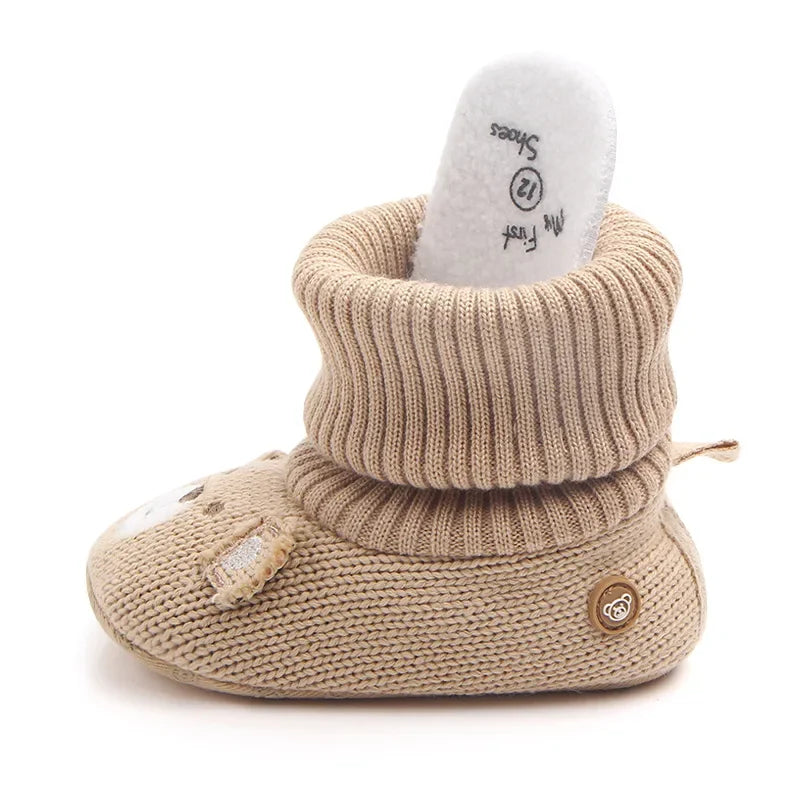 Baby Wool Knitted Shoes for Boys and Girls Newborn Booties Winter Warm Infant Toddler Crib Shoes Classic First Walkers