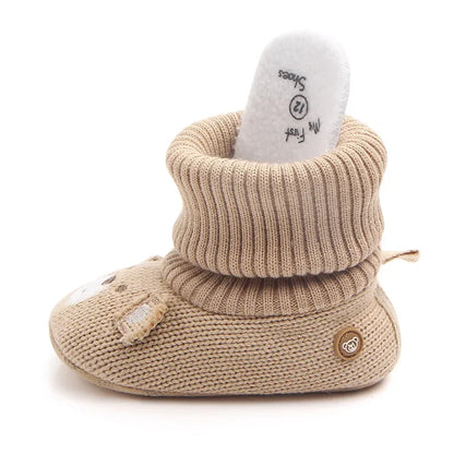 Baby Wool Knitted Shoes for Boys and Girls Newborn Booties Winter Warm Infant Toddler Crib Shoes Classic First Walkers