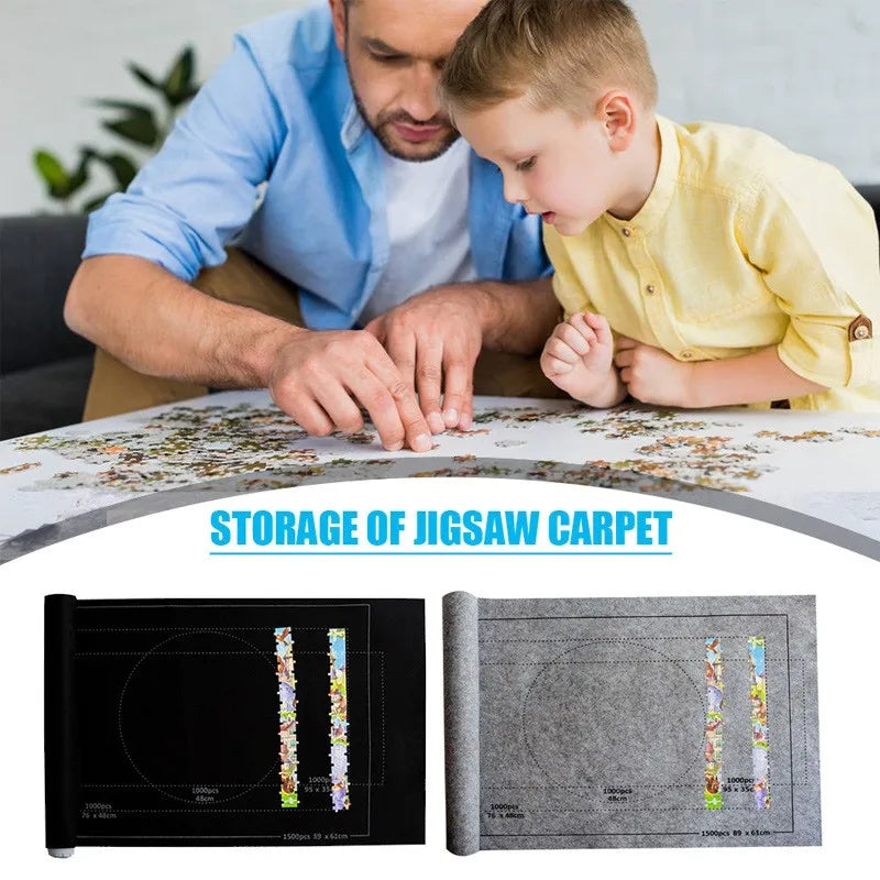 Puzzles Pad Jigsaw Roll Felt Mat, Playmat Blanket for Up to 1500 Pcs Puzzle, Portable Travel Storage Bag, Puzzle Accessories