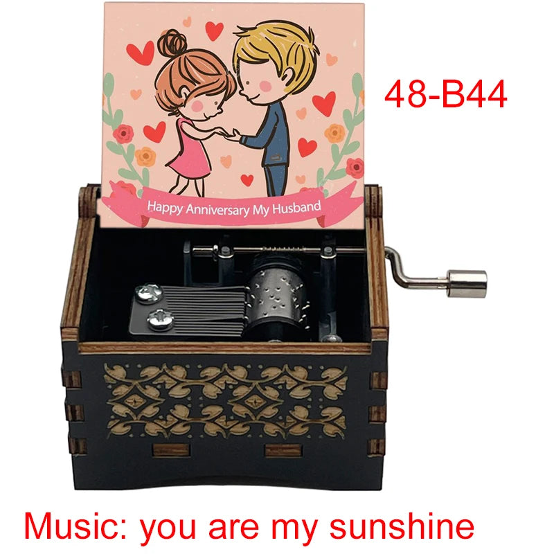 You Are My Sunshine Quote Print Wooden Music Box Birthday Party Favor Gift for Kids
