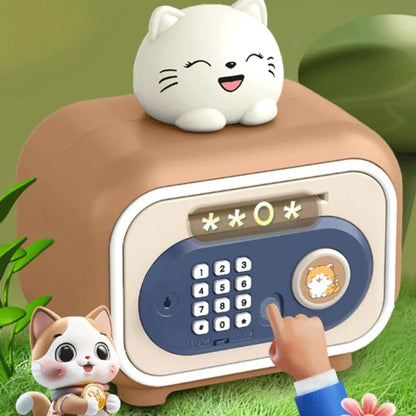 Password Lock Automatic Roll-Up Savings Bank Fingerprint Protected Smart Money Deposit Box with Voice Reminder