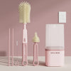 Baby Silicone Bottle Brush Set, Portable Straight Handle Cleaning Tool with 360° Rotating Drying Rack & Bottle Washing Brush Combination