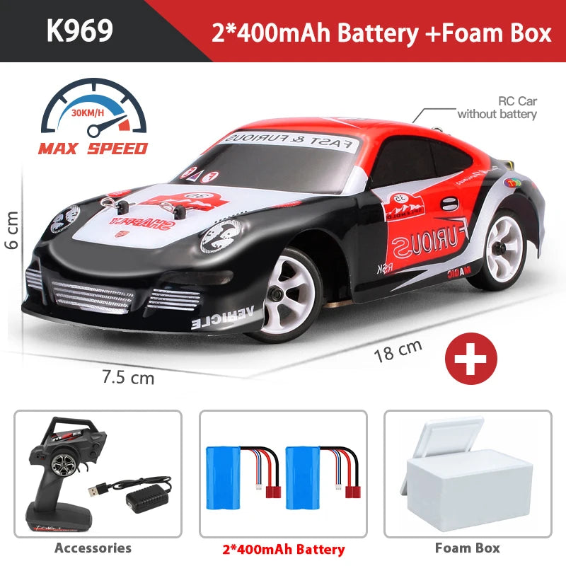 WLtoys K969 1:28 Mini RC Racing Car with 4WD and 2.4G Remote Control