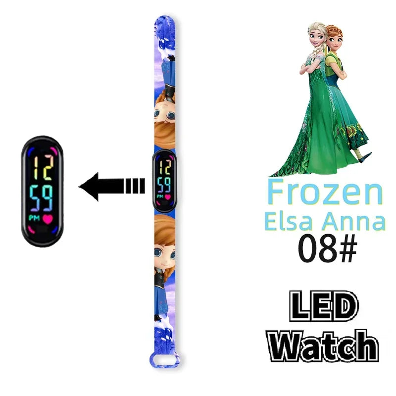 Disney Princess Frozen Elsa Kids Digital Watch Cartoon LED Touch Waterproof Electronic Birthday Gift Toy