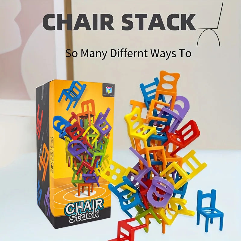 24-42pc Children's Puzzle Folding Chair Toy - Parent-Child Interactive Stackable Party Game, Social Game for Kids