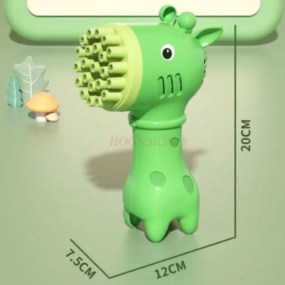 Giraffe 2-in-1 Automatic Handheld Bubble Machine & Fan - Battery-Powered Kids Bubble Blower Toy