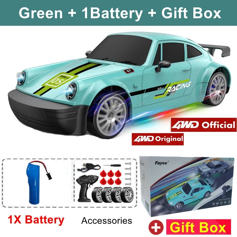 4WD RC Drift Car with LED Lights and 2.4G Remote Control 20km/h Speed