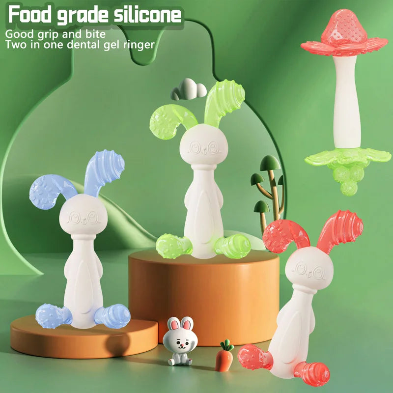 Baby Liquid Silicone Rabbit Gum Teething Stick - Baby Grinding Tool to Soothe and Bite