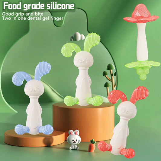 Baby Liquid Silicone Rabbit Gum Teething Stick - Baby Grinding Tool to Soothe and Bite