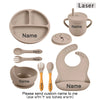 Personalized Cartoon Baby Plate – Silicone Tableware with Sucker Bowl, Food Tray, Sippy Cup, and Spoon – Baby Feeding Accessories