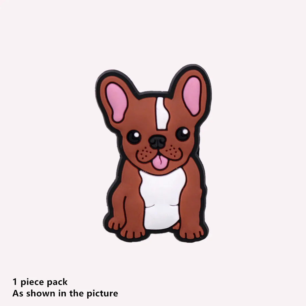 1-Pc Dog Shoe Charm PVC – Bulldog, Labrador, Beagle, Pug Shoe Buckle Accessory for Crocs, Bags & Wristbands
