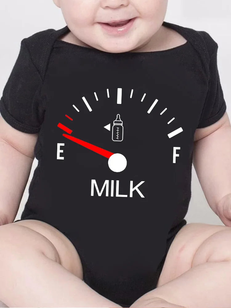 High-Quality Minimalist Print Baby Onesie – “Creativity Milk” Printed Newborn Clothes – 0-24M Infant Jumpsuit Romper