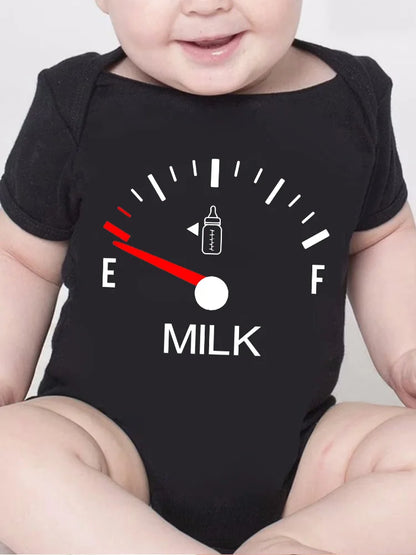 High-Quality Minimalist Print Baby Onesie – “Creativity Milk” Printed Newborn Clothes – 0-24M Infant Jumpsuit Romper