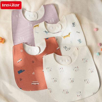 INSULAR 3-Layer Baby Bibs & Burp Cloth Set – Soft Cotton Adjustable U-Shape Feeding Bib for Newborns & Infants, Saliva Towel & Rice Bag - Kidzy Market
